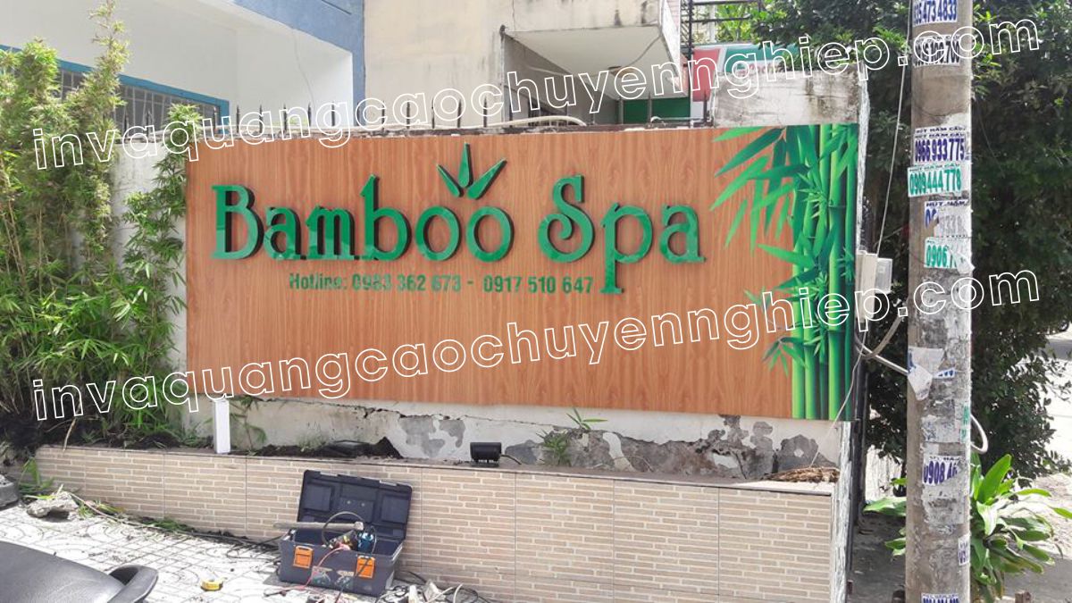 chữ nổi mica đèn led biển quảng cáo bamboo spa 2