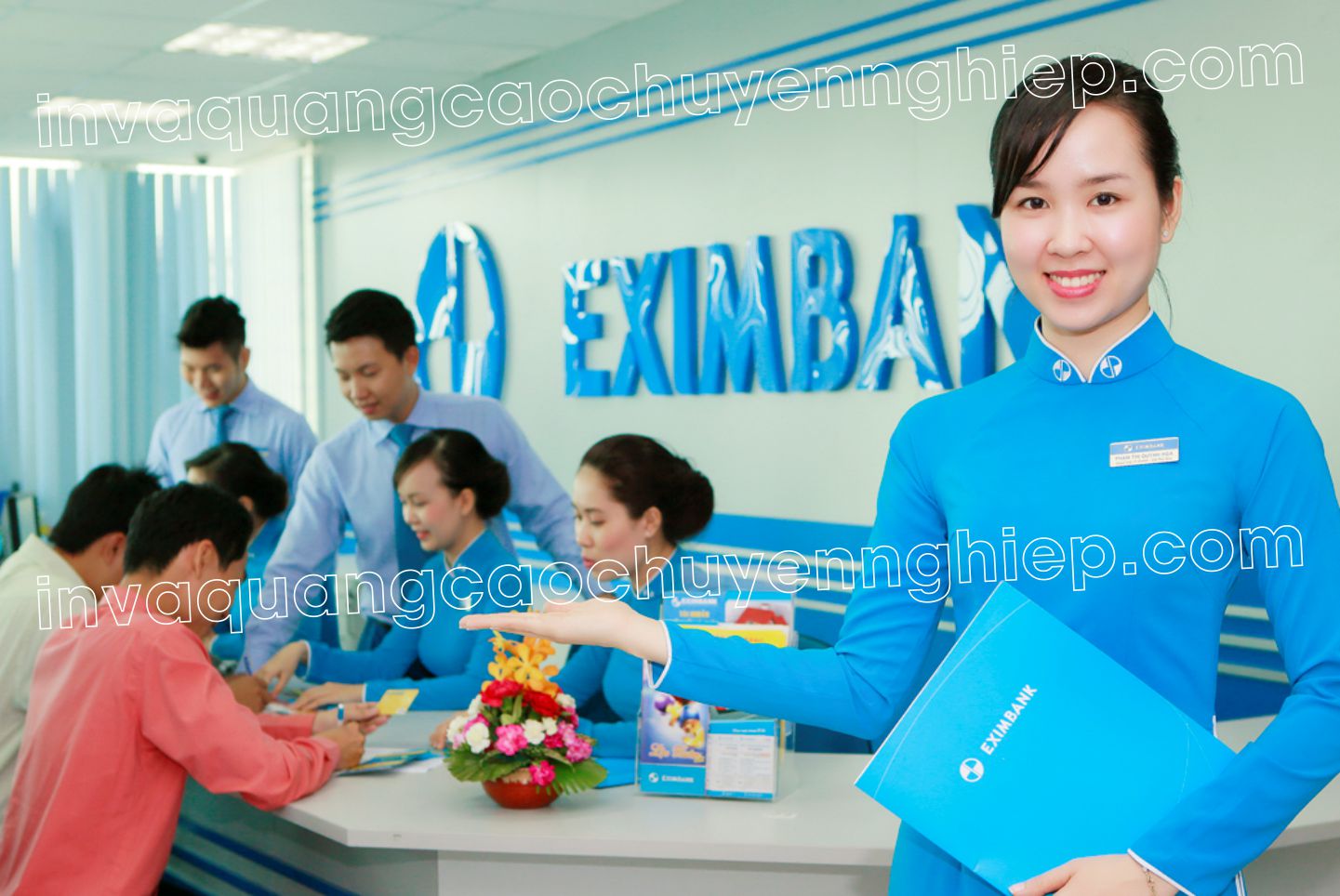 biển quảng cáo chữ nổi mica vách logo ngân hàng eximbank