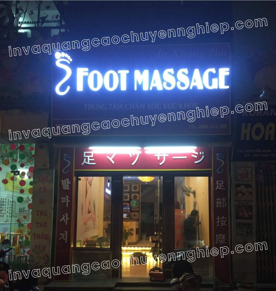 chữ nổi mica đèn led biển quảng cáo foot massage