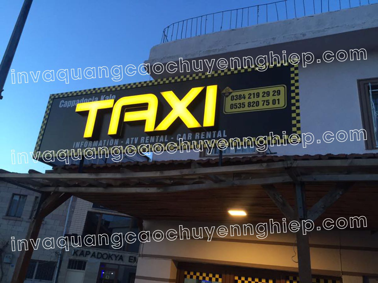 chữ nổi mica đèn led biển quảng cáo taxi