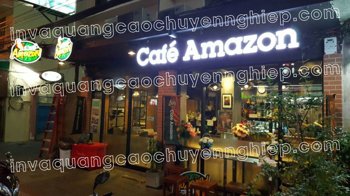 chữ nổi mica đèn led biển quảng cáo quán cafe amazon
