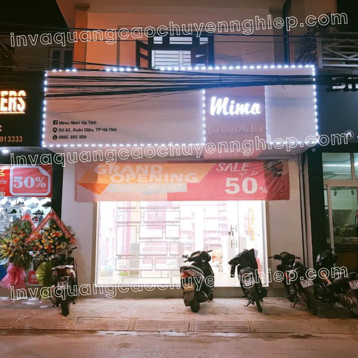 chữ nổi mica đèn led biển quảng cáo shop thời trang mimi