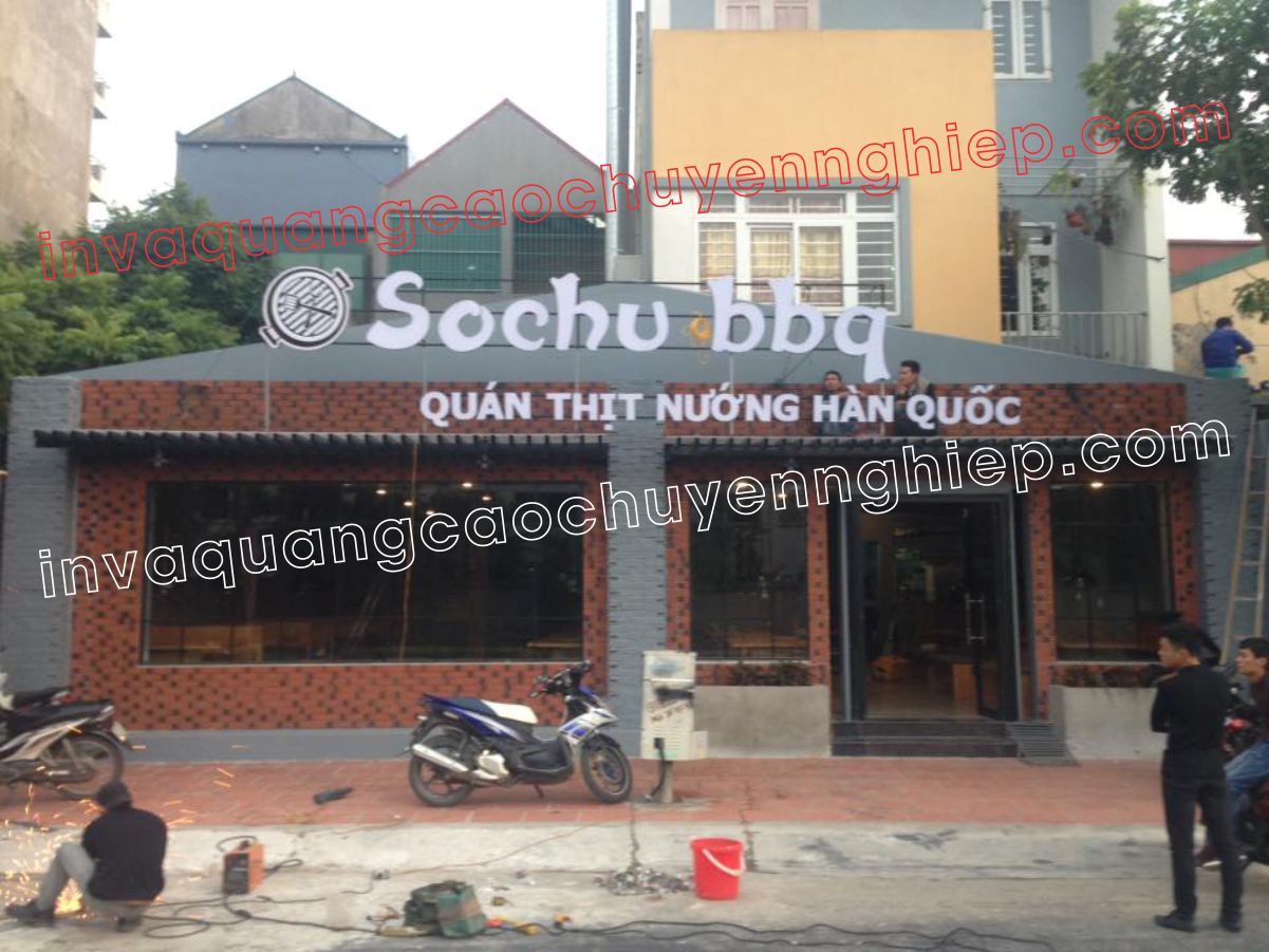 chữ nổi mica đèn led biển quảng cáo quán ăn sochu bbq thịt nướng hàn quốc
