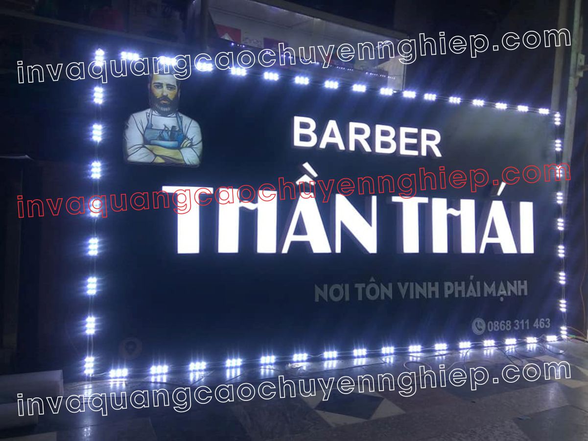 chữ nổi mica đèn led biển quảng cáo quán cắt tóc barber thần thái