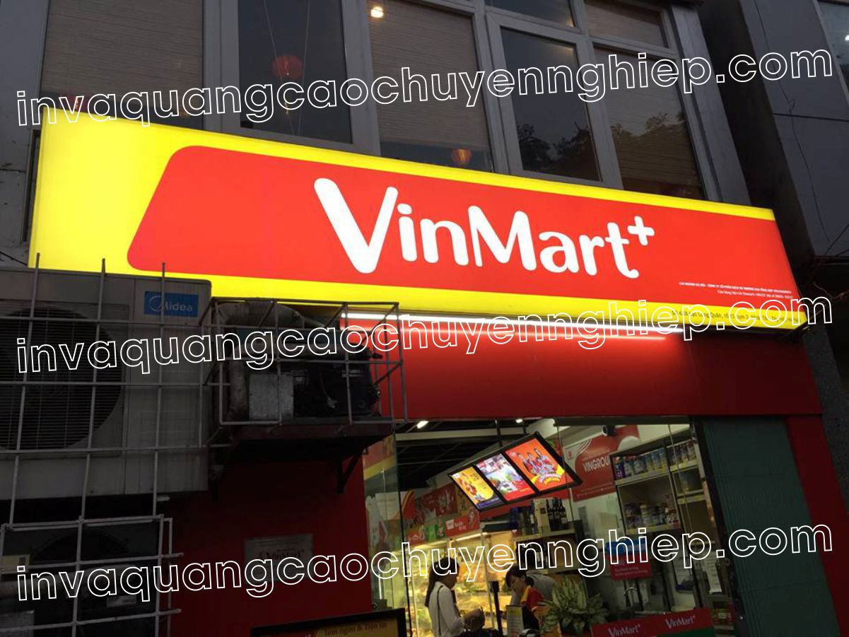 biển hộp đèn bạt 3m cửa hàng tiêu dùng vinmart