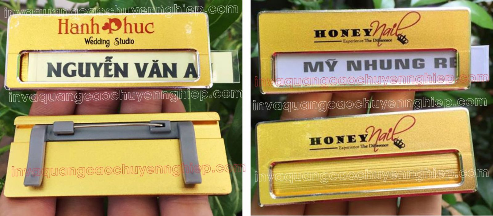 Mẫu thẻ nhân viên đổi tên (thẻ thay tên nhân viên) hoàn toàn bằng kim loại với 2 màu vàng và bạc hiện đang là loại thẻ được ưa chuộng nhất