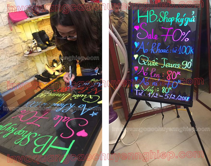 bảng led huỳnh quang viết tay shop thời trang hb