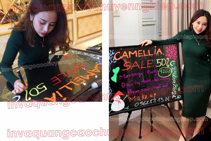 bảng led huỳnh quang viết tay camellia spa thẩm mỹ