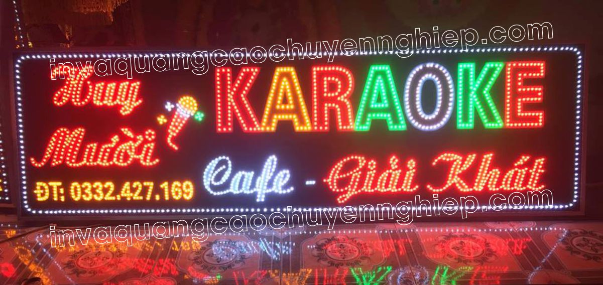 biển quảng cáo led huy mười karaoke - cafe - giải khát