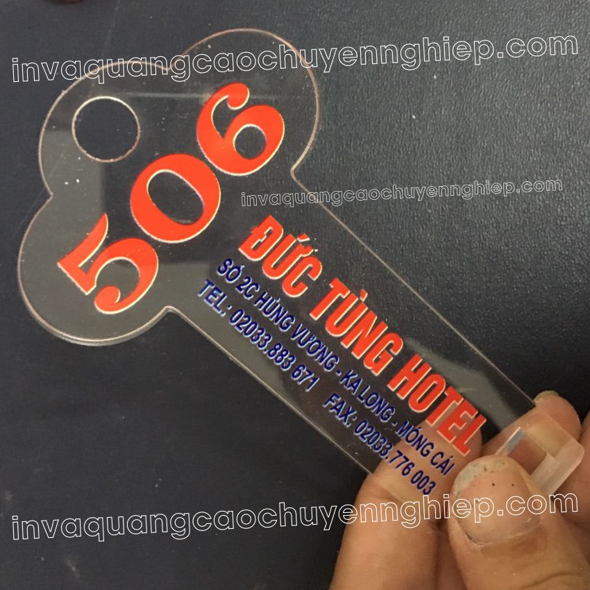 Quảng cáo Hoàng Kim chuyên sản xuất, cung cấp các loại móc khóa cho các nhà nghỉ, khách sạn, công ty, cá nhân, nhận đặt in móc chìa khóa theo yêu cầu.