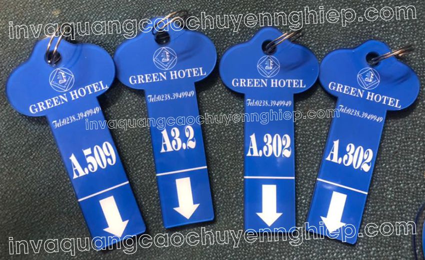 Móc treo chìa khóa mica dùng cho nhà nghỉ, khách sạn ngày càng được dùng phổ biến và rộng rãi. Hoàng Kim nhận thiết kế theo yêu cầu.