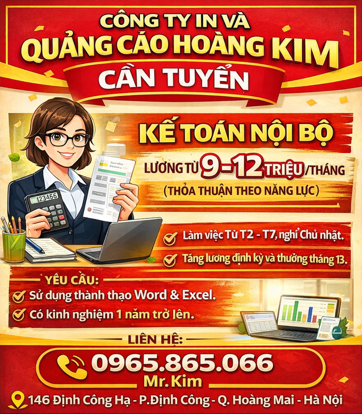 TUYỂN KẾ TOÁN NỘI BỘ